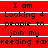 Red background with black text reading "I am Looking 4 people to join my reeding farreeding far" in pixelated font across three of repeated content