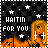 Pixel art animation featuring a cartoon woman with orange hair and green eyes lying on her side against a black-and-white checkered starry background, displaying text "WAITIN FOR YOU" in white block letters.