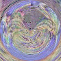 Animated sequence showing a person with long hair in two distinct poses against swirling circular backgrounds.