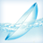 A pixelated blue and white abstract shape resembling a stylized sailboat or arrow on a light background.