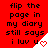 Red background with black text reading "flip the page in my diary still says i luv u" and white corner with red heart symbol.
