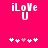 Pixelated text 'iLove U' on bright pink background with five white and one light pink heart symbols below.