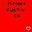 Red background with repeated text "Nicole+ Austin=" and heart symbols, showing animation changes in heart positions across frames.