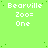 A static image with a bright green background featuring repeated white text 'Bearville Zoo= One' in a pattern, with small green dots scattered across the background