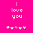 Pixelated text 'i love you' on bright pink background with green and purple heart symbols below, animated change in heart positions.