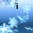 Blue background with white snowflakes; text 'i love you' at top, 'anna & christina' and a heart symbol below.