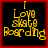 Four identical square arranged in a , each with red borders and black backgrounds displaying yellow text reading "I Love Skateboarding"