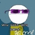 Pixelated character with white face, purple sunglasses, yellow shirt, and blue jacket against a solid light blue background.