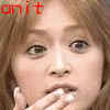 A four- shows a person with light brown hair and fair skin, hand near mouth, with text overlays changing color