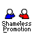 Pixelated cartoon figures with white heads, blue and red bodies, in various poses with speech bubbles containing text like "OH MY GOD!" and "GOOFBALL.COM", on gray background.