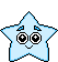 Light blue star-shaped character with pixelated eyes and mouth, displayed in a of showing subtle animation changes