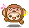 Pixel art monkey avatar with four distinct facial expressions and musical note variations in pink, blue, orange, and yellow.