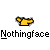 Two identical pixelated yellow figures with black outlines and orange accents on a gray background, each positioned above the text "Nothingface".