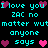 Pixelated cyan text and magenta hearts on black background, repeating phrases with heart symbols replacing 'I' in 'I love you'.