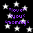 Black background with white stars and purple text reading *love* *you* *mommy* repeated in four groups.