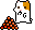 Pixel art hamster with white body and brown head, interacting with orange-red checkered pile on gray background.