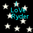 Black background with white stars and cyan text reading "I LoVe Ryder" in four quadrants.