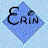 Two side-by-side animated frames of a blue diamond-shaped icon with the name 'Erin' in black text, showing subtle color and transparency changes between frames.