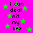 Bright pink background with scattered green stars and repeated black text reading "i can deal with my life" in pixelated font.