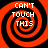 Four identical red and black spiral patterns arranged in a , each containing white text reading "CAN'T TOUCH THIS" in a pixelated font