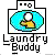 Four of a pixelated animation showing a yellow figure with white head inside blue oval, changing hand positions from crossed to thumbs-up to side-facing