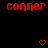 Red text 'conner' repeated across black background with red pixelated hearts appearing in