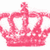A static pixelated crown icon in shades of pink with white highlights, featuring a central vertical spike and five rounded arches forming the base.