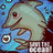 Pixelated fish with light gray body, brown fins, and pink cheek spot swims left against blue water background with bubbles and coral.