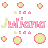Pixel art icon set with pink and green text 'Juliana' in multiple variations, circular icons above each , small square accents below