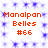 Red text reads 'Manalpan Belles #66' on a white background with blue pixelated patterns, displayed in two identical horizontal