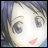 Pixelated anime-style character face with blue hair and pink lips on left, next to black background with white pixelated text 'Anime IM' above smaller 'com' on right.