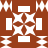 Brown background with white geometric shapes including four cornered star-like forms, four rectangles, and a central cross-shaped arrangement of four rounded squares.
