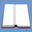 Six of an open book animation on a blue background, showing pages turning from left to right