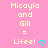 Pixelated text and cyan heart symbols on a pink background, repeated in a pattern with a gray rectangle in the bottom-right corner