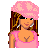 Pixel art contact sheet showing a cartoon girl character in pink attire with accessories and text "GirlyGirly Girl" on white background.