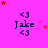 identical pixel art icons on a bright pink background, each featuring the name 'Jake' with heart symbols above and below, surrounded by red and pink stars