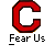 A static contact sheet of two identical red 'C' icons with white text below, alongside promotional text for a website offering buddy icons.