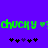 Green pixelated text 'chucky' with a ':chucky' emoticon on a solid purple background, accompanied by two of black and purple asterisk-like symbols