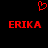 Red pixelated text 'ERIKA' appears twice on a black background with a red heart symbol above.