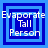 Four blue square frames with nested borders display the text 'Evaporate Tall Person' in white pixelated font, each frame showing a different border configuration.