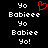 Pixelated text and a red heart symbol on a black background, with text repeating 'Yo' and 'Babiee' in white.