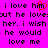 Pixelated text on bright pink background with red heart symbol replacing 'm' in 'him', repeated across multiple lines.