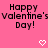 Pink background with repeated 'Happy Valentine's Day!' text and white pixelated hearts in a pattern
