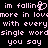 Pixelated pink text on black background reads "im fallin" with a heart symbol replacing the 'g', repeated across multiple lines.