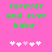 Green pixelated text 'forever and ever babe' on pink background with white and light pink heart icons below.