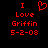 Red pixelated text and heart symbol on black background, with one version showing a broken heart outline.