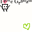 Pixelated black robot with square head, arms, and legs; pink heart on top of head; green, blue, pink, cyan hearts below; repeated "I love Graham" text at bottom.