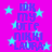 A static image with a bright pink background filled with light blue stars and repeated text in purple pixelated font.