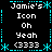 Static pixel art with cyan border and repeated text elements on black background