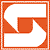 A pixelated orange and white geometric icon with a thick orange border, featuring a large white curved shape on the left, a smaller orange square in the center, and a white arrow pointing right on the bottom right.